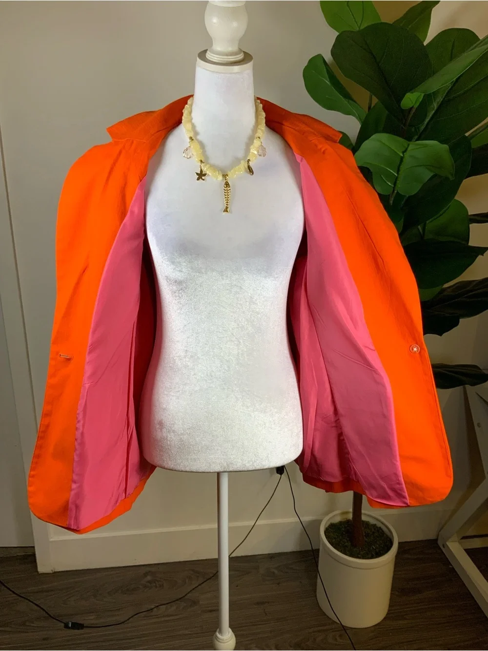 Women's Orange Single-Button Blazer